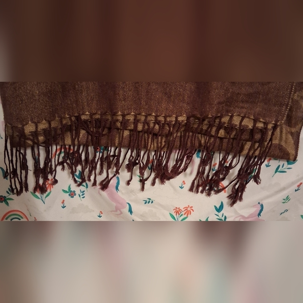 EUC Vintage Y2K Coach Brown & Tan Signature Reversible Merino Wool Scarf Wrap - Picture 10 of 10